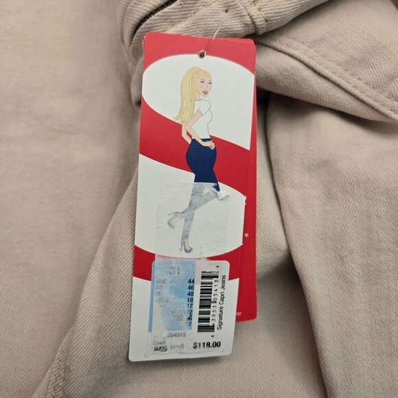 Spanx The Signature Capri Jeans Side Zip Shaping High Rise Shell Cream 31 NWT - Picture 11 of 14